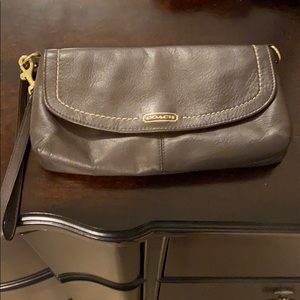 Brown Leather Coach Wristlet